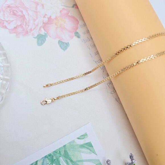 "Rose Gold Box Chain Necklace in High Shine Finish - 45cm (17.7 Inch), XPNL0059 - Picture 10 of 12